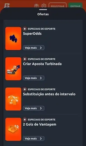 Captura de tela da aba de promo&ccedil;&otilde;es da Betano com suas ofertas recorrentes