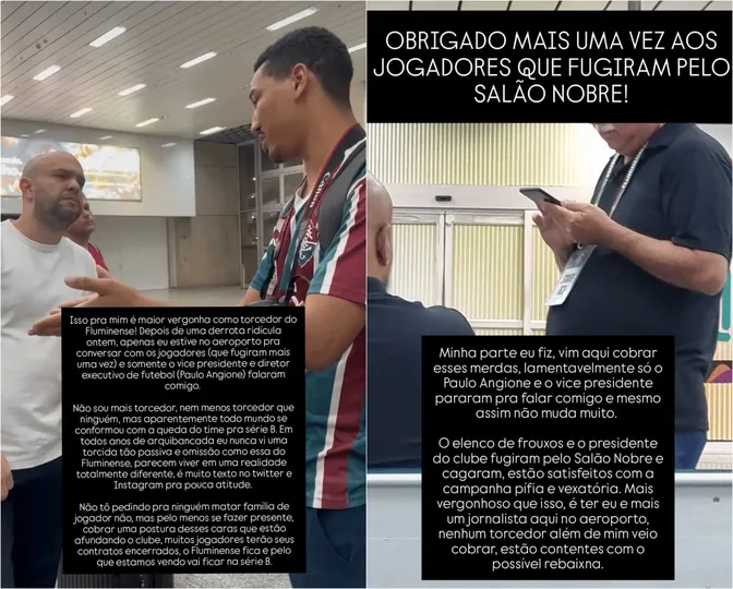 Torcedor postou fotos em sua rede social para cobrar torcida e dirigentes do Fluminense - Foto: Reprodu&ccedil;&atilde;o