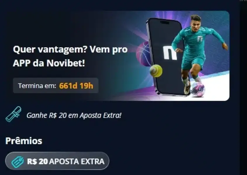 Banner promocional do b&ocirc;nus exclusivo para app Android na Novibet