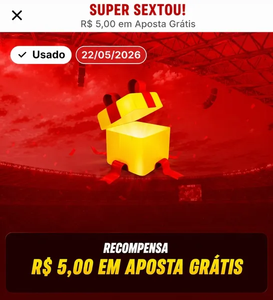 Aposta gr&aacute;tis de R$5 resgatada na Superbet com a promo&ccedil;&atilde;o &ldquo;Super Sextou&rdquo;
