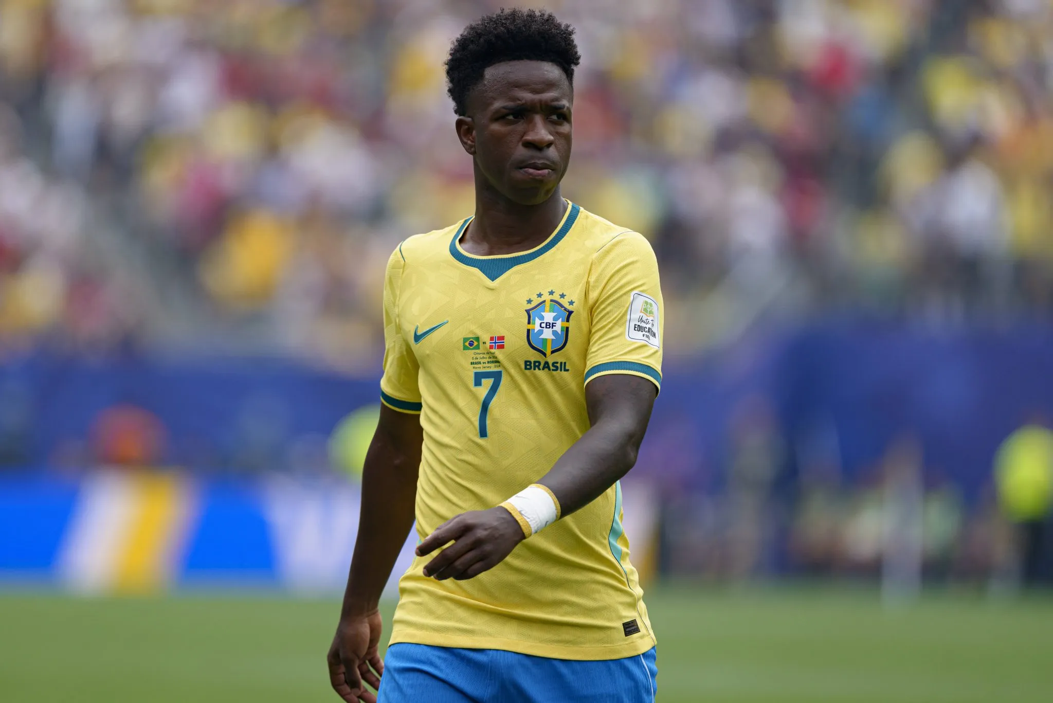 Vini Jr em Brasil x Fran&ccedil;a na Copa do Mundo