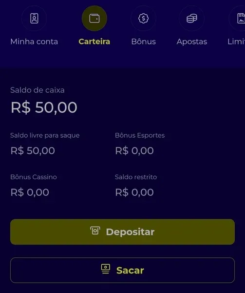 Captura de tela da p&aacute;gina de pagamentos da Multibet