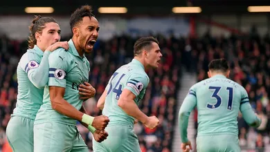 Aubameyang vira artilheiro da Premier League com gol da vit&oacute;ria do Arsenal sobre o Bournemouth