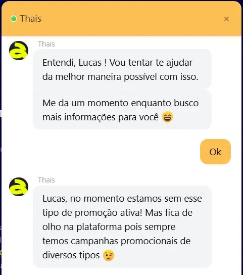 Captura de tela de um atendimento na Alfabet com o chat ao vivo 24 horas