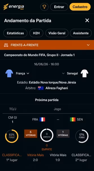 Centro de estat&iacute;sticas pr&eacute;-jogo dispon&iacute;vel na Energiabet