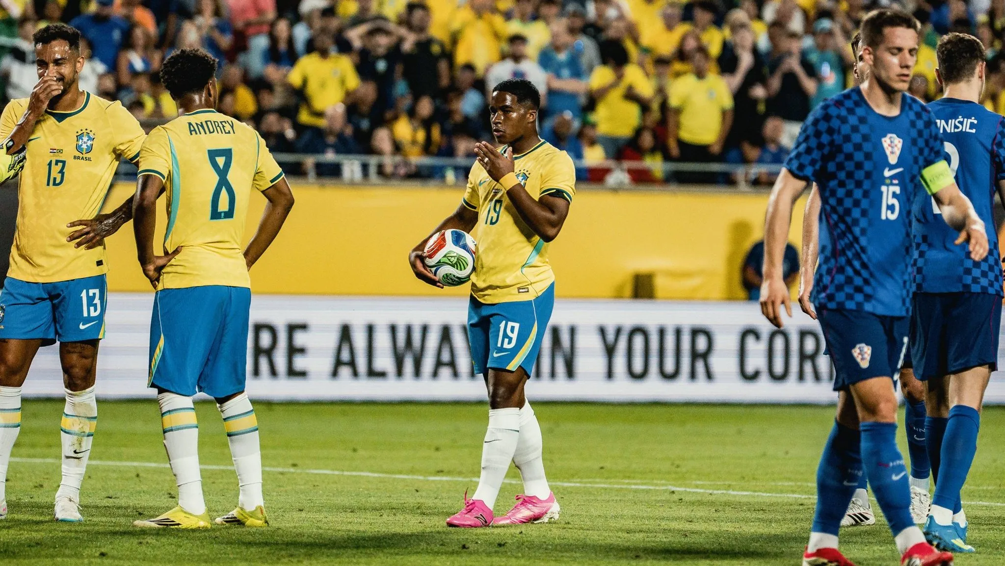 Endrick disputou sua primeira partida com Ancelotti na sele&ccedil;&atilde;o brasileira