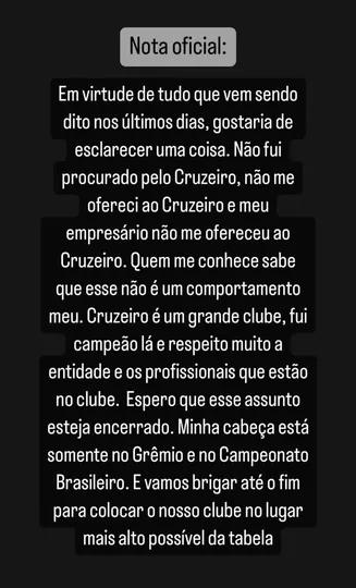 Renato se manifesta sobre especula&ccedil;&atilde;o de ida para o Cruzeiro