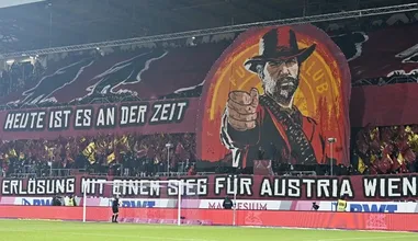 &lsquo;Red Dead Redemption&rsquo; virou mosaico no D&eacute;rbi de Viena, em hist&oacute;rico Austria 6&times;1 Rapid