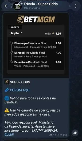 Canal Trivela Super Odds no Telegram
