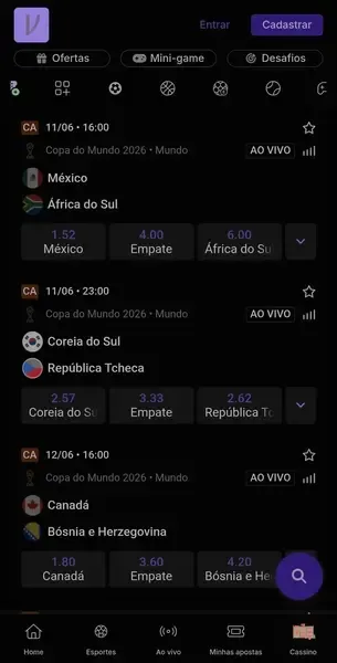 Mercados de apostas dispon&iacute;veis na Vupi Bet durante a Copa do Mundo de 2026