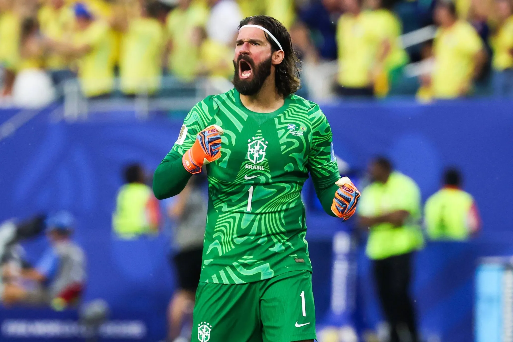 Alisson em jogo do Brasil na Copa do Mundo