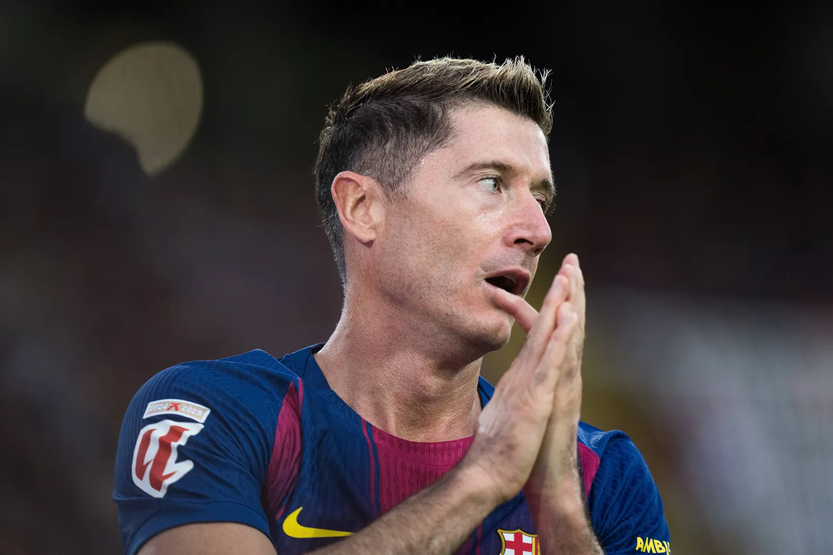 Robert Lewandowski em partida do Barcelona
