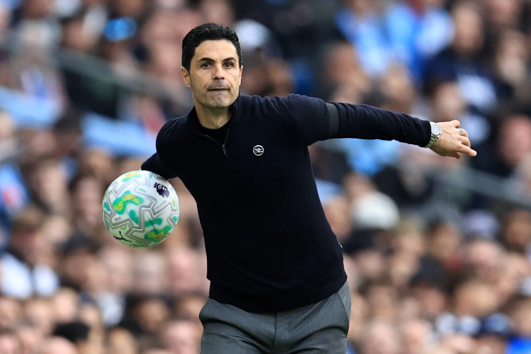 Mikel Arteta durante Manchester City x Arsenal (Foto: Imago/Action Plus)