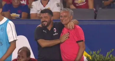 Os p&ecirc;naltis entre United e Milan se arrastaram tanto que at&eacute; Gattuso e Mourinho quiseram cobrar