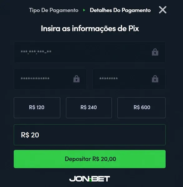  A Jonbet aceita Pix a partir de R$0,01 e sem limite de saques

