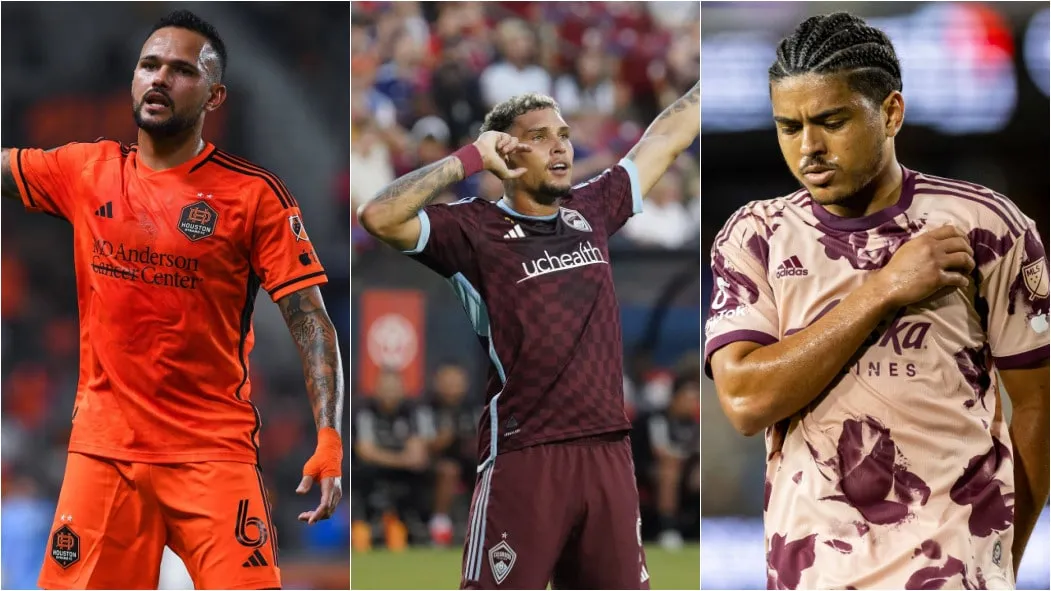 Montagem com tr&ecirc;s fotos dos jogadores Artur, do Houston Dynamo, Rafael Navarro, do Colorado Rapids, e Evander, do Portland Timbes