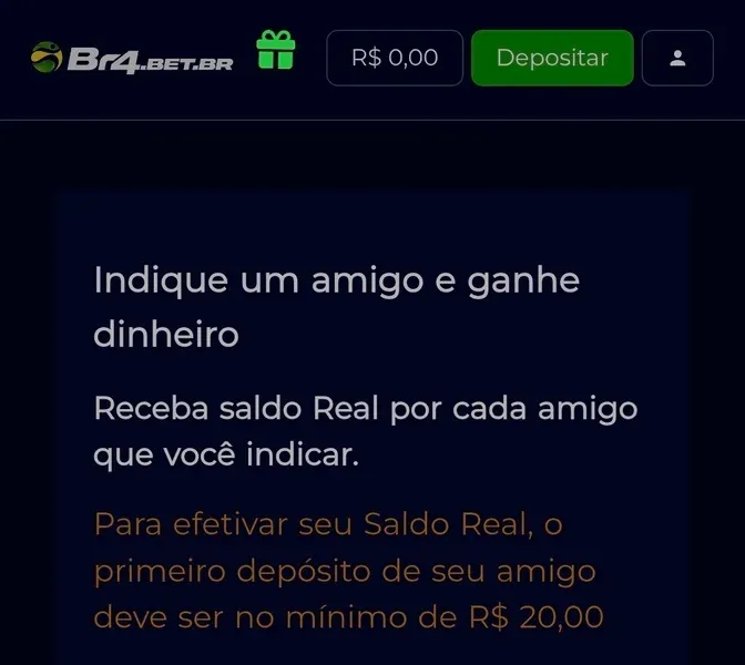 Banner da promo&ccedil;&atilde;o de b&ocirc;nus de cashback por indica&ccedil;&atilde;o na Br4bet