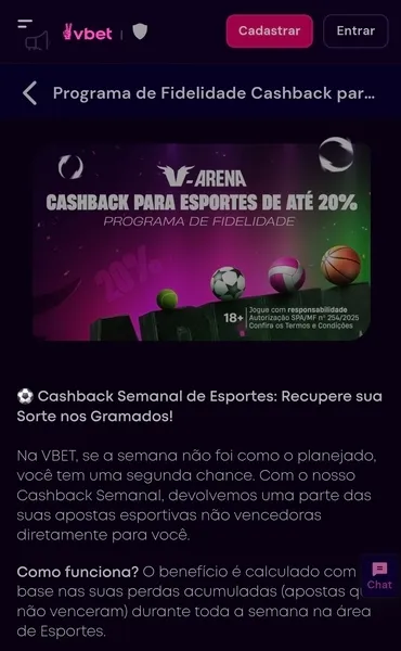Programa de cashback da Vbet para apostas na Copa 2026