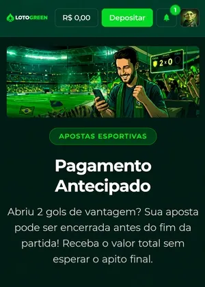 O pagamento antecipado Lotogreen est&aacute; dispon&iacute;vel em jogos selecionados de futebol
