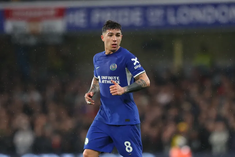 Enzo Fern&aacute;ndez em a&ccedil;&atilde;o pelo Chelsea 