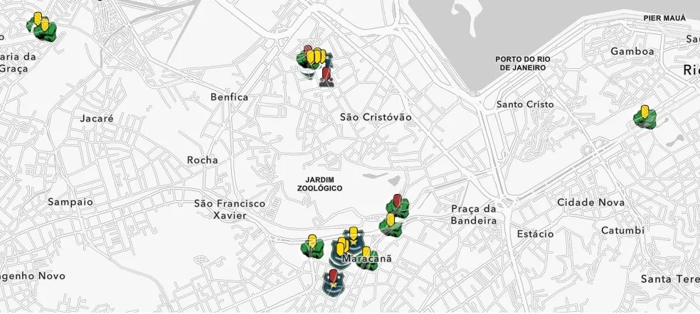 Mapa mostra casos de viol&ecirc;ncia no futebol do Rio de Janeiro (Foto: Reprodu&ccedil;&atilde;o)