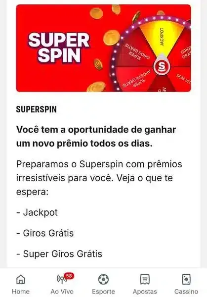 Descri&ccedil;&atilde;o breve dos pr&ecirc;mios dispon&iacute;veis diariamente na Superspin