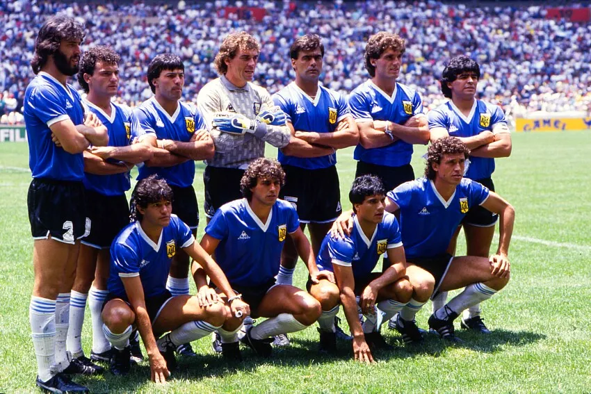 Sele&ccedil;&atilde;o da Argentina na partida contra a Inglaterra na Copa do Mundo de 1986 (Foto: Michel Barrault / Onze / Icon Sport )