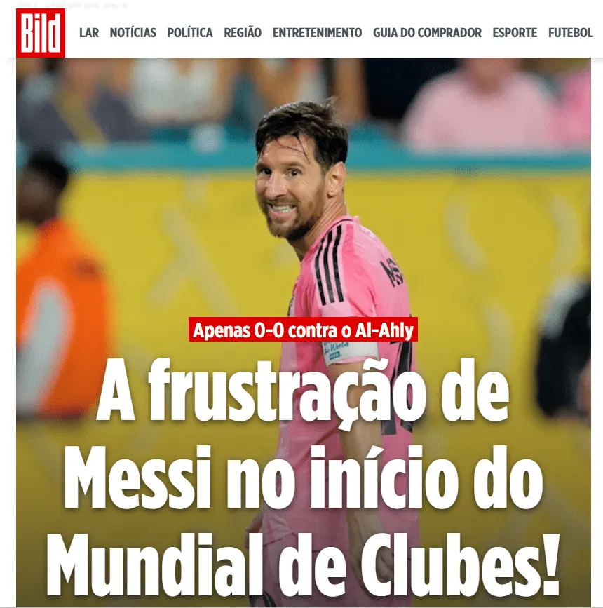 Bild destaca a "frustra&ccedil;&atilde;o" de Messi
