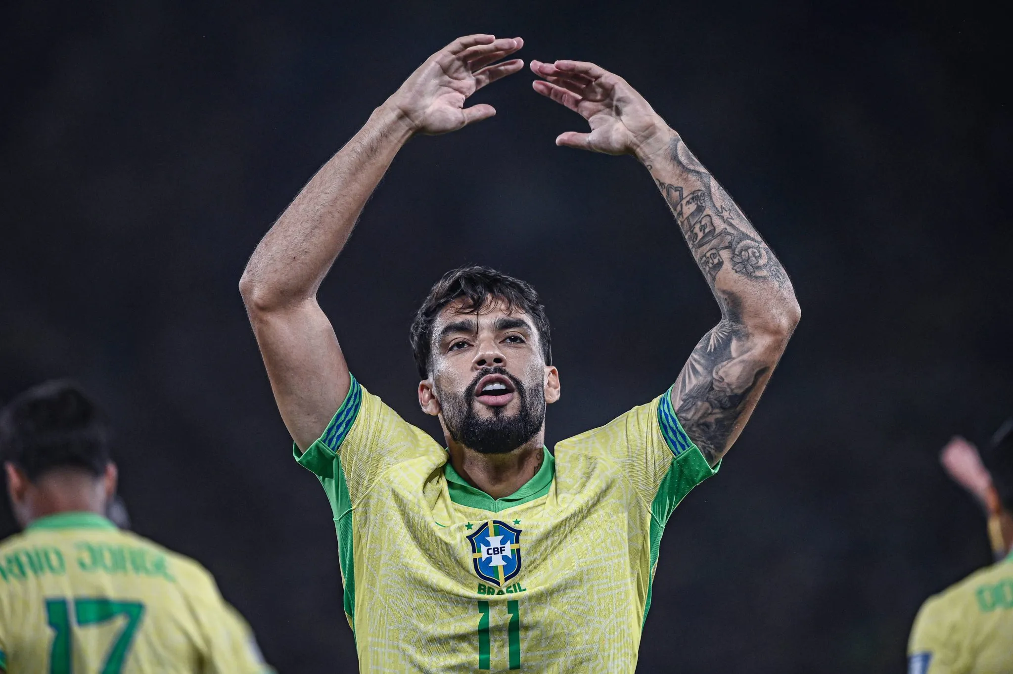 Paquet&aacute; comemora gol pela sele&ccedil;&atilde;o brasileira