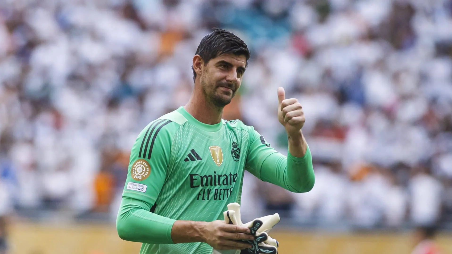 O goleiro Thibaut Courtois em a&ccedil;&atilde;o pelo Real Madrid