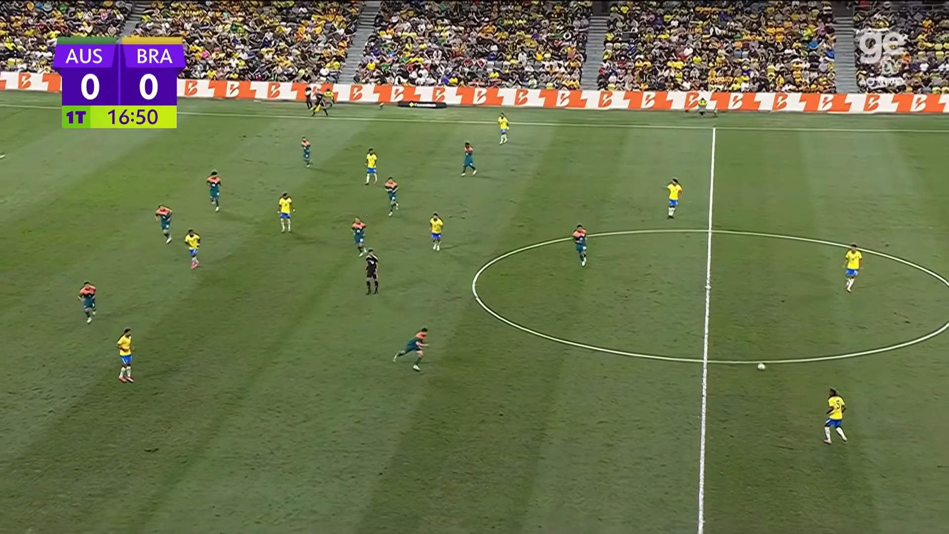 Estrutura da seleção brasileira no momento ofensivo contra a Austrália
