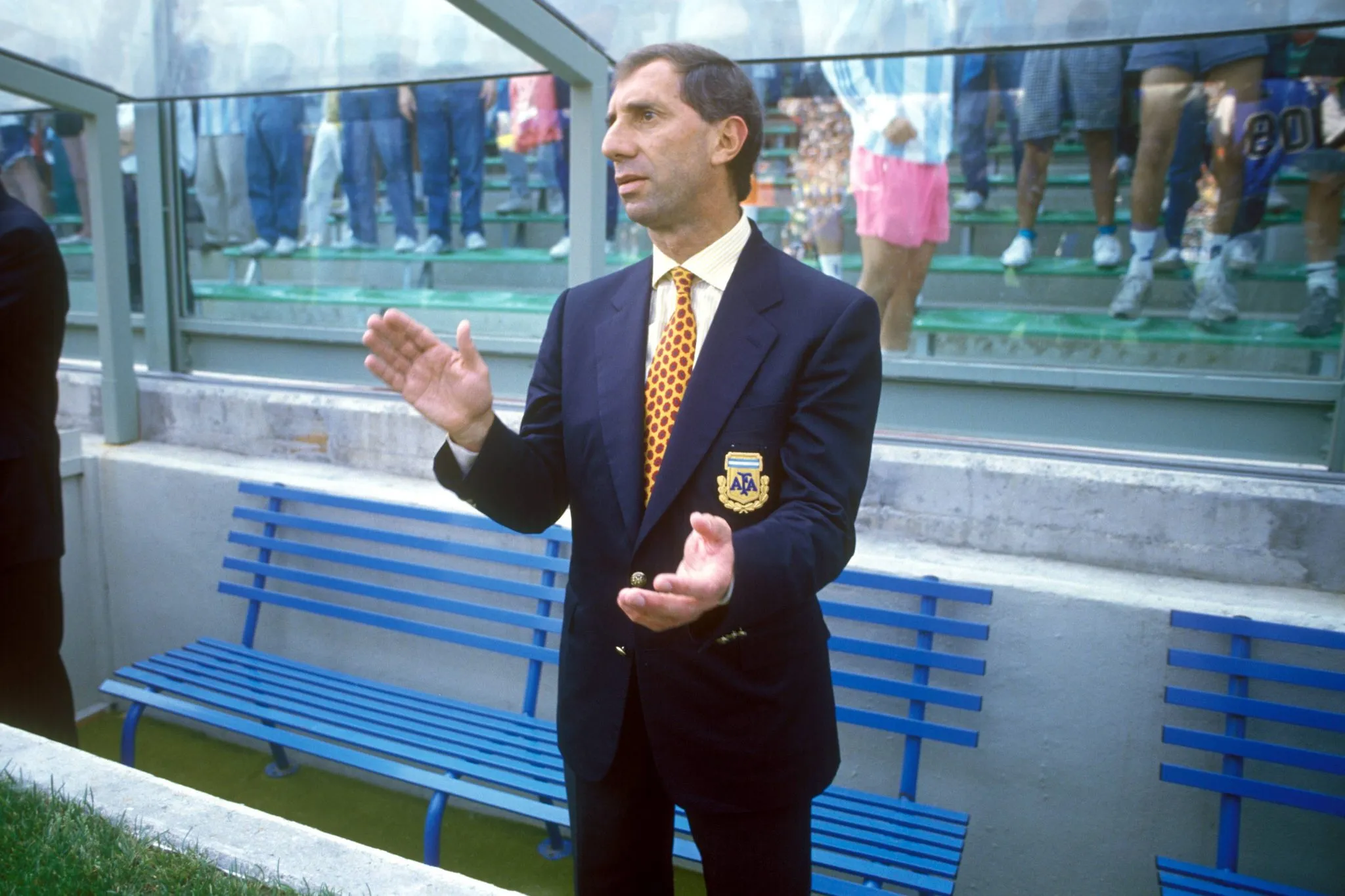 Carlos Bilardo, t&eacute;cnico da Argentina, na Copa do Mundo de 1990