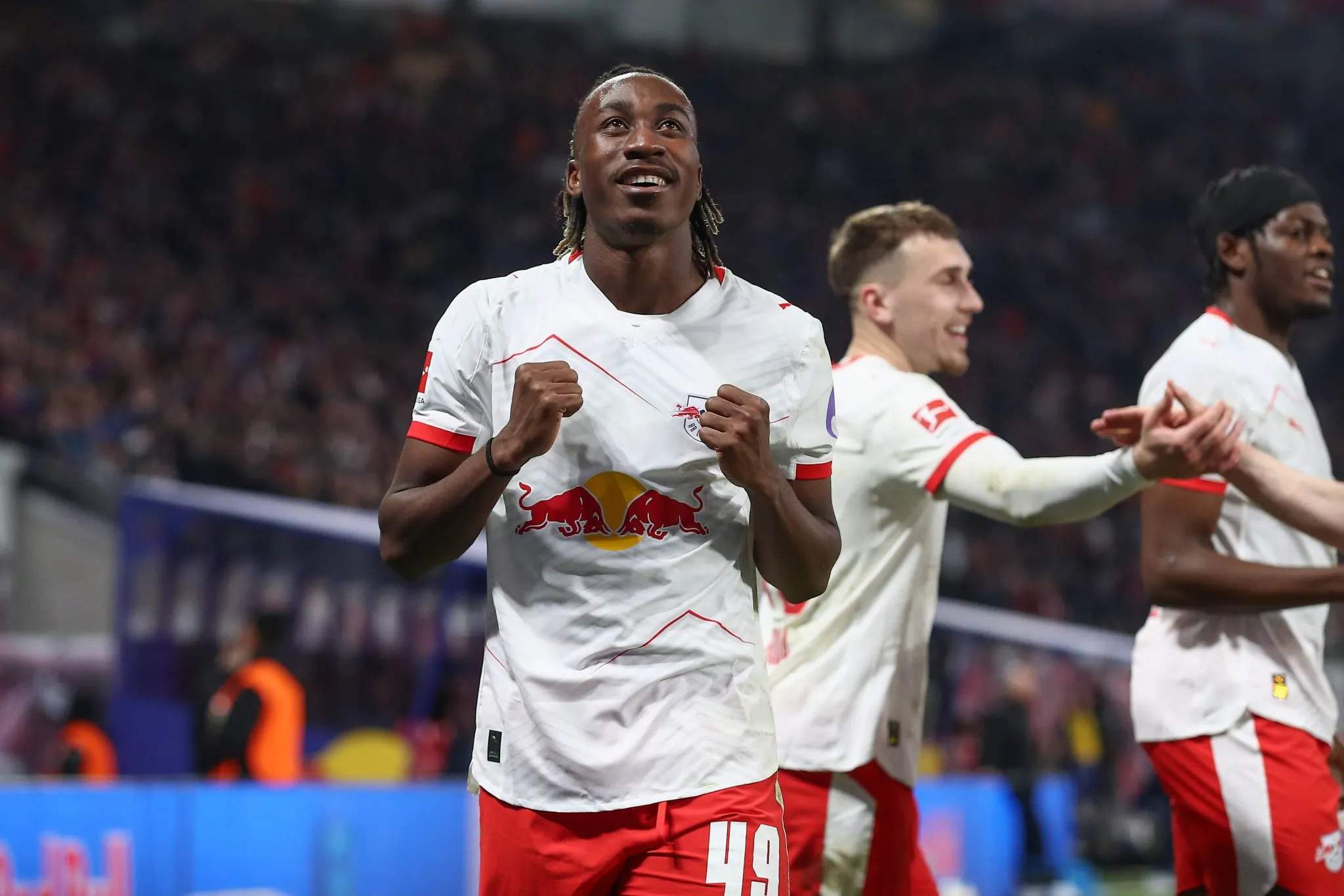 Yan Diomande comemora gol marcado pelo Leipzig (Foto: IMAGO / Jan Huebner)