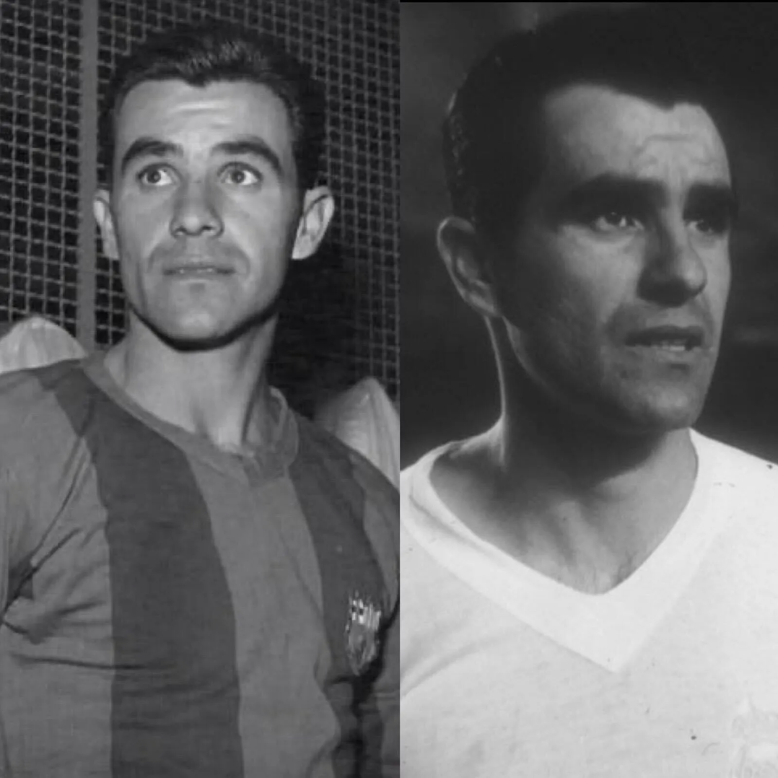 Evaristo de Macedo pelo Barcelona e pelo Real Madrid (Fotos: Arquivo Pessoal)