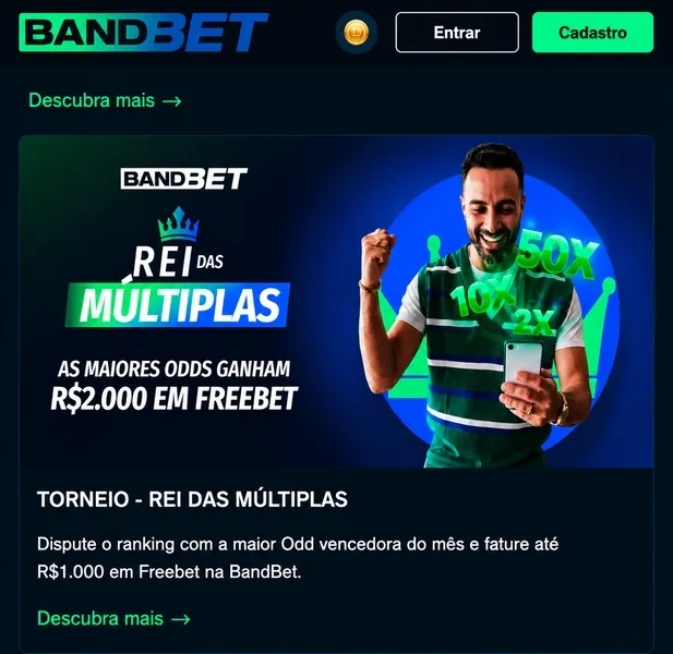 P&aacute;gina da oferta "Rei das M&uacute;ltiplas", da Bandbet