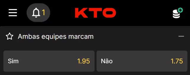 Captura de tela da op&ccedil;&atilde;o Ambas Equipes Marcam na KTO.