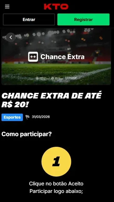 Banner promocional da oferta Chance Extra da KTO