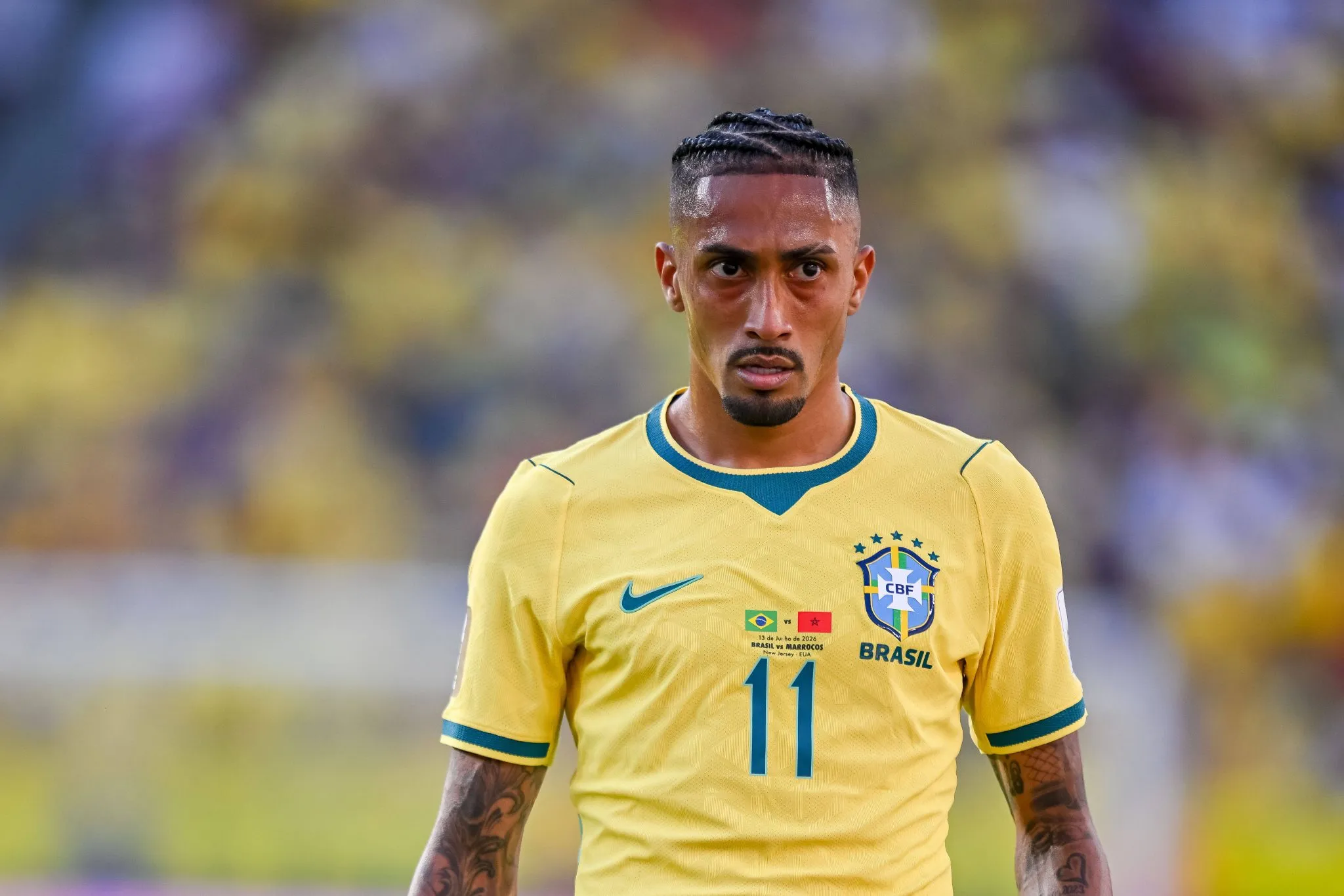 Raphinha &eacute; titular da sele&ccedil;&atilde;o brasileira com Ancelotti 