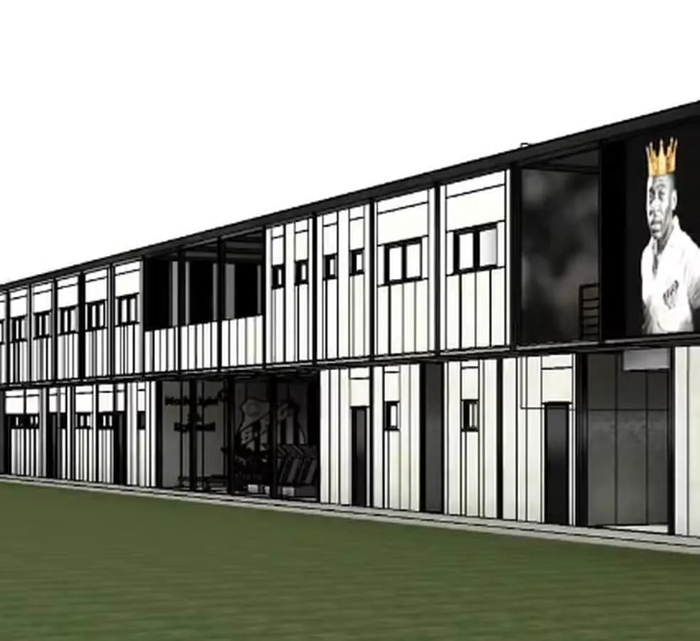 O pr&eacute;dio que ser&aacute; constru&iacute;do no CT Rei Pel&eacute;