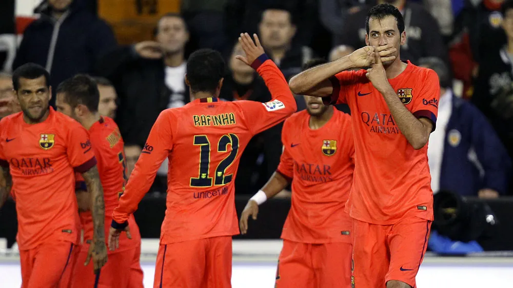 [V&iacute;deo] Aos 48 do segundo tempo, Busquets d&aacute; vit&oacute;ria ao Barcelona sobre o Valencia no Mestalla