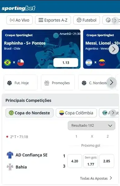 Captura de tela da p&aacute;gina inicial da Sportingbet