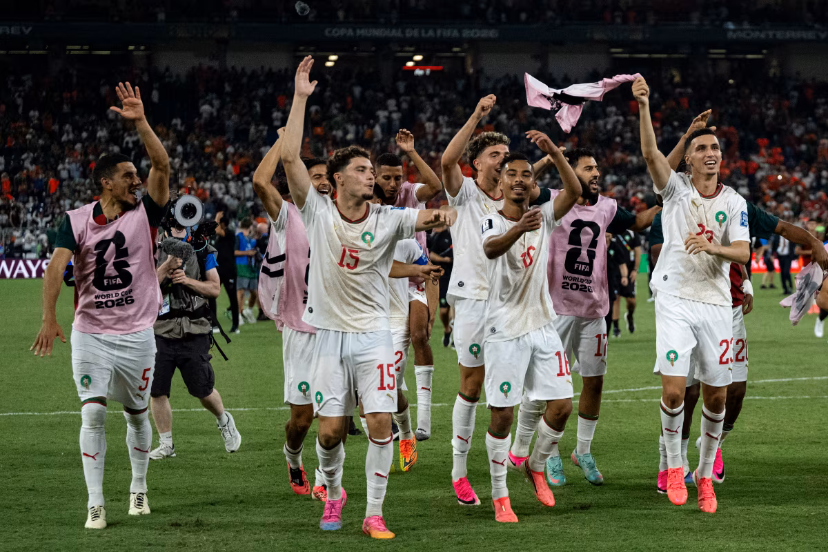 Jogadores de Marrocos comemoram