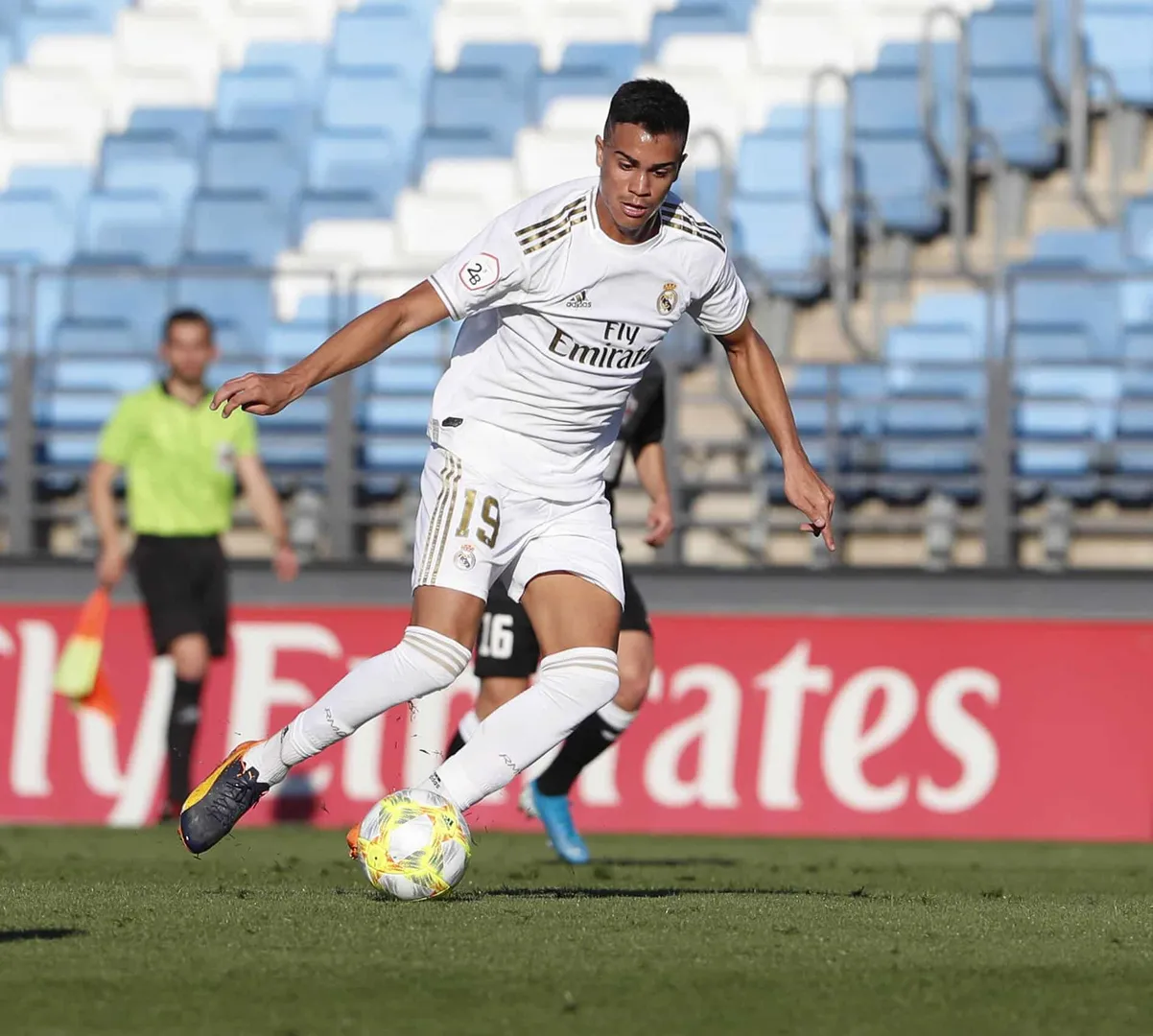 Partido de segunda division B entre el Real Madrid Castilla y el San Sebastian de los Reyes. En la imagen, Reinier. Seco