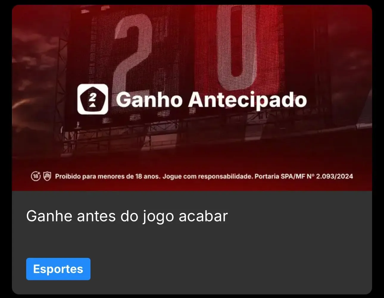 Tela da KTO mostrando pagamento antecipado em apostas 1x2 durante partidas de futebol