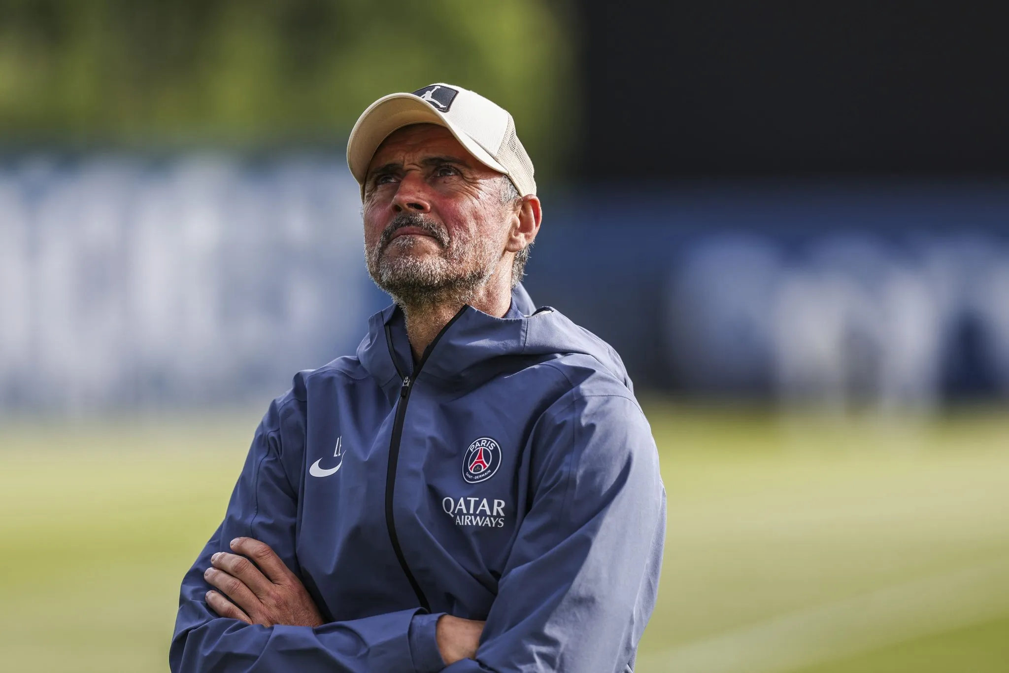 Luis Enrique durante treino do PSG