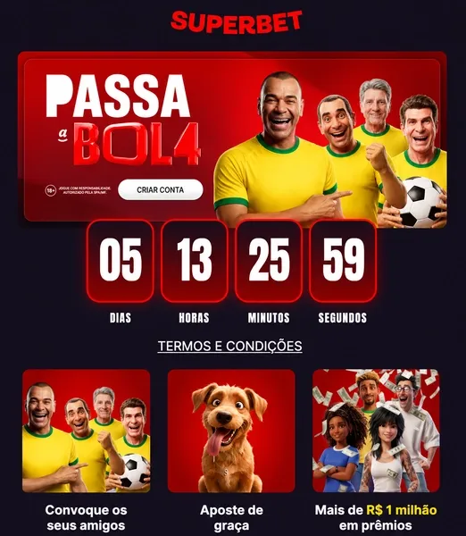 Banner promocional da oferta &ldquo;Passa Bol4&rdquo;, da Superbet
