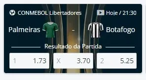Palmeiras x Botafogo no streaming ao vivo ap&oacute;s fazer o cadastro Sportingbet