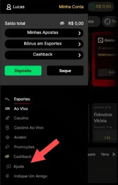 Captura de tela com a p&aacute;gina de acesso do suporte da KTO Brasil