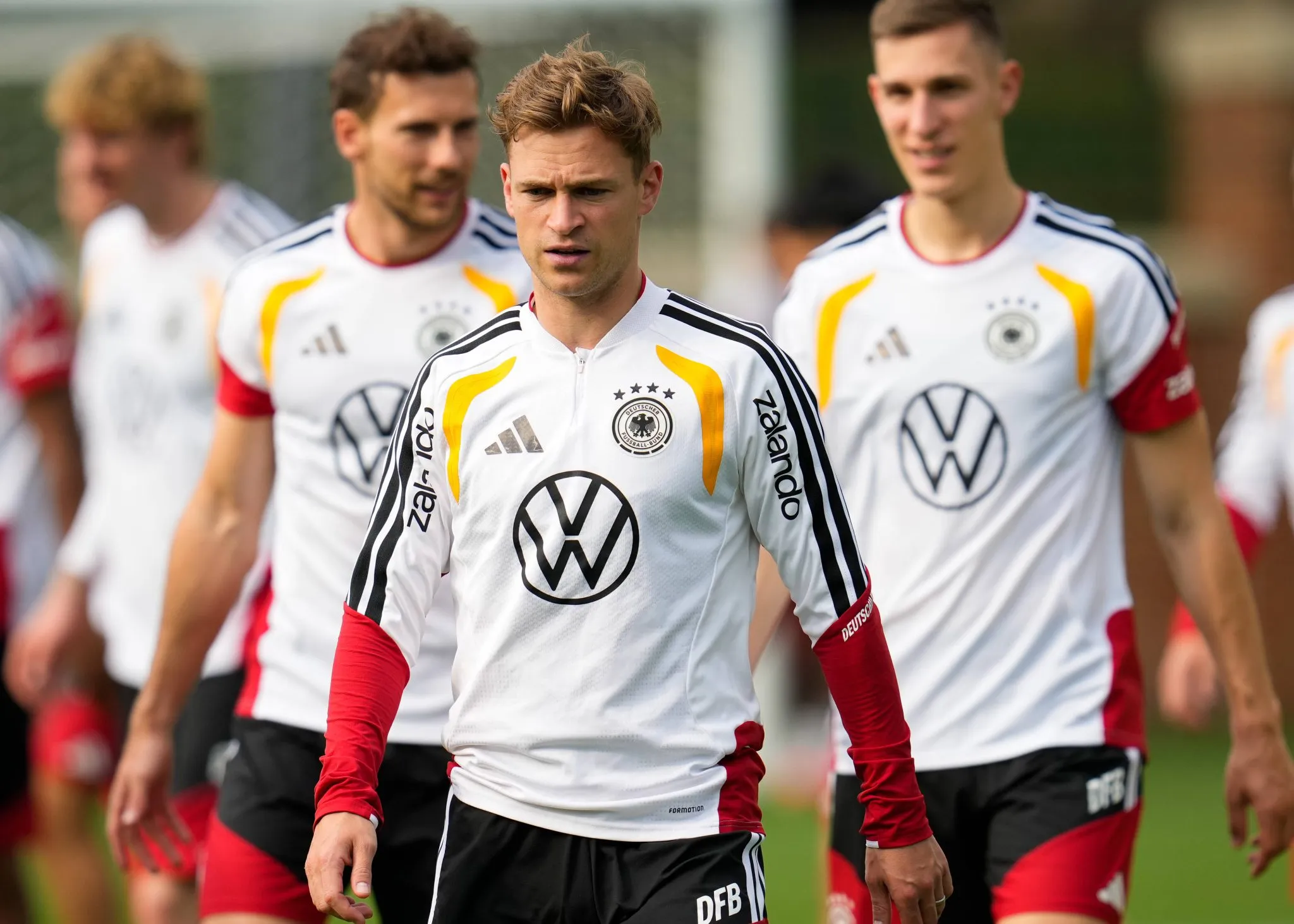 Kimmich, Goretzka e Nico Schlotterbeck durante treino da sele&ccedil;&atilde;o alem&atilde; 