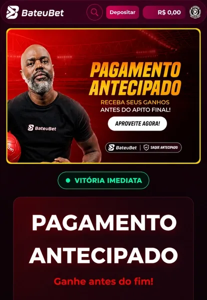 Pagamento antecipado 2 gols dispon&iacute;vel na Bateu Bet